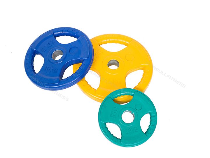 100506  Colrful  Tri-Grip Rubber Coated Olympic  Plate 