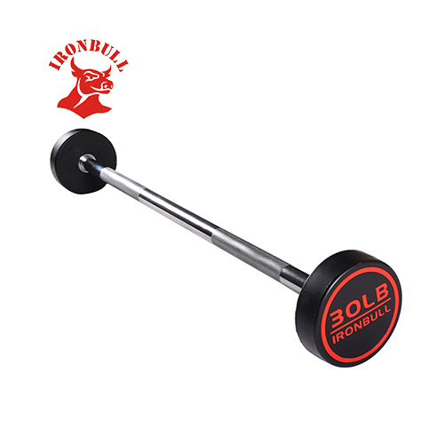 IR4103 Round rubber straight bar barbell